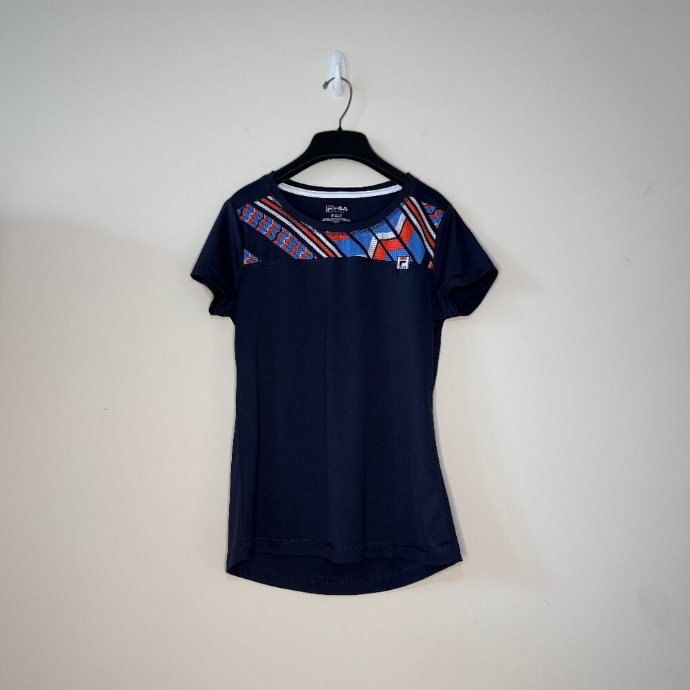 Fila Sport Navy Short-Sleeved Athletic Top Size M